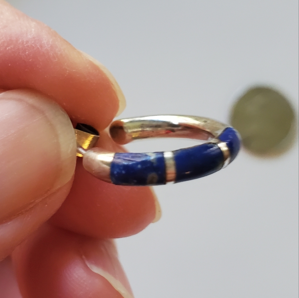 Lapis Earring, single huggie